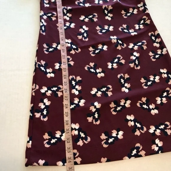 Banana Republic Dress Womens Size 2 Maroon Burgundy Floral Shift Long Tie - Picture 6 of 8